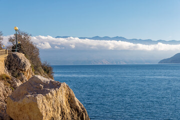 Rocky Coastal Cliff Above Adriatic Sea In Winter