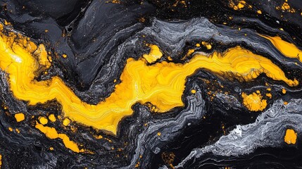 Black and yellow marble with vibrant veins, bold and dramatic look .