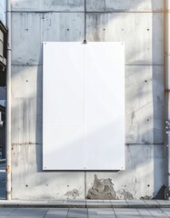 Blank White Poster Mockup on Textured Concrete Wall.