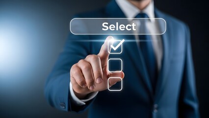 Businessman interacting with a digital interface