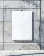 Blank White Poster Mockup on Textured Concrete Wall.