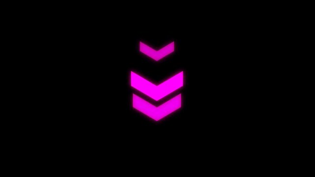 Scroll down arrow animation loop for website scrolling, user interface navigation, mobile apps, digital dashboards and clean UI motion graphic design black background