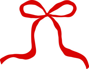 Whimsical Red Ribbon Bows Hand Drawn