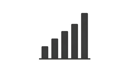A black bar graph icon on a white background showing an upward trend