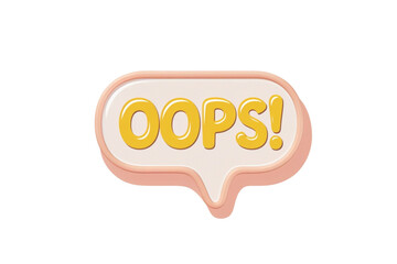 A speech bubble graphic featuring the word 'OOPS!' in bold yellow letters. 