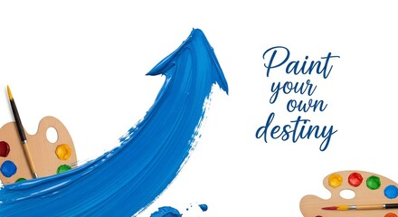 Obraz premium Bold Blue Arrow Painted Upward