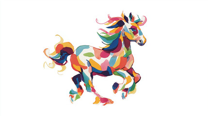 シンプルな年賀用の馬の手描きイラスト。新年を告げる、2026年の年賀状に使える和風イラスト。縁起の良いデザインが魅力。	