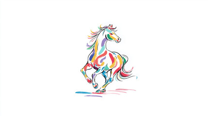 シンプルな年賀用の馬の手描きイラスト。新年を告げる、2026年の年賀状に使える和風イラスト。縁起の良いデザインが魅力。	