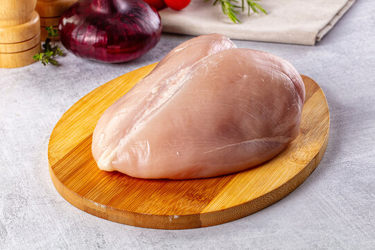 Raw chicken breast without skin