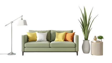 Fototapeta premium Modern living room furniture set isolated on transparent background