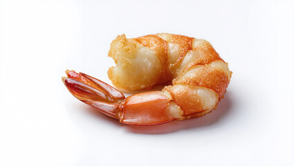 Single Cooked Shrimp on White.