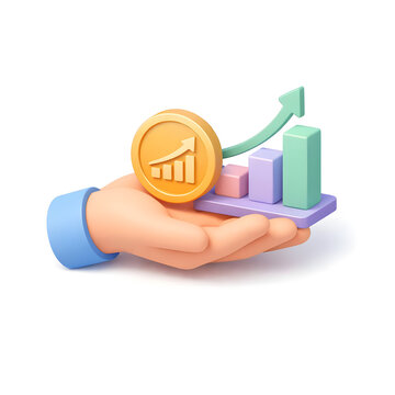 Isometric 3D Financial Investment Icon Isolated in a White Background