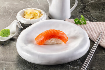 Japanese cuisine - sushi with salmon