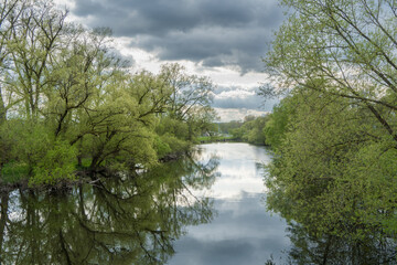 Fototapeta premium View to the river Eder at the german city Frankenberg eder