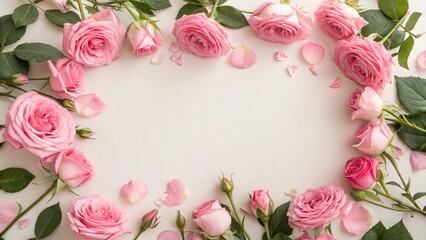 Decorative Pink Rose Frame for Women&rsquo;s Day on Pastel Background - 3