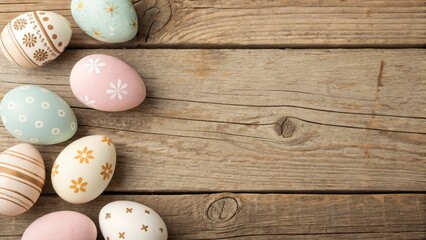Easter Eggs on Rustic Wooden Background - 7