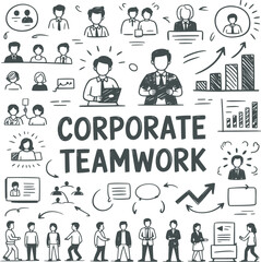 Corporate Teamwork Organizational Chart Doodle