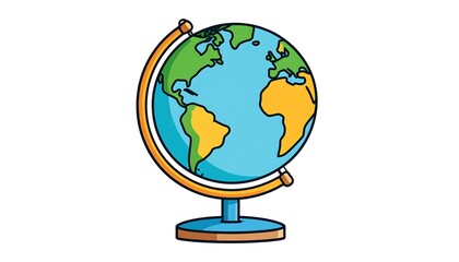 Colorful Globe Illustration on White Background.