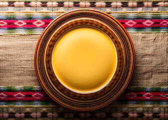 Decorative Yellow Plate for Food Branding and Creative Menu Design