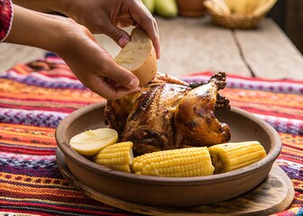 Roasted Chicken Meal for Restaurant Branding and Food Advertising