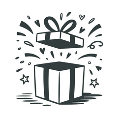 Surprise Gift Box Opening Illustration