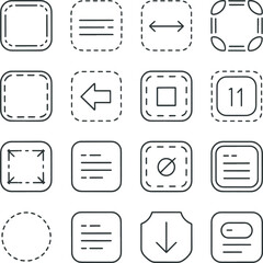 Rounded Square UI Button Outline Set Keywords