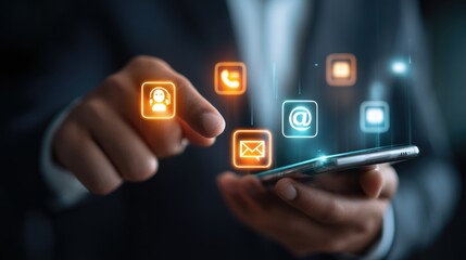 Contact icons over smartphone display