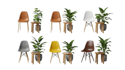 Variety of colorful lamps isolated on transparent background