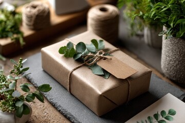 Ecofriendly brand mood board with natural photography and packaging
