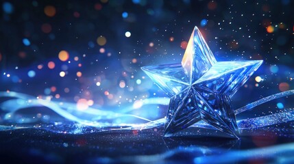 Crystal star with glowing particles