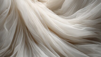 Soft, flowing white tulle fabric with delicate, wispy texture