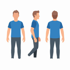Fototapeta premium Handsome Casual Male Character Vector in Multiple Standing Poses