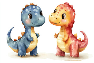 Fototapeta premium Playful Pastel Dinosaur Clip Art for Children’s Design Projects