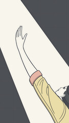 A reaching hand extends upwards towards a bright light source symbolizing hope or aspiration