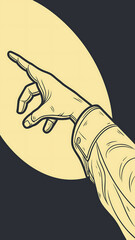 A stylized illustration of a hand pointing forward highlighted against a dark backdrop