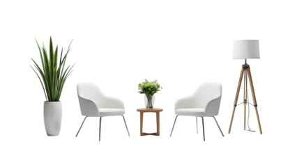 Modern living room furniture set isolated on transparent background