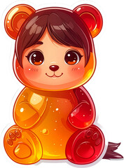 Fototapeta premium Human-Faced Gummy Bear Character Illustration