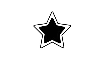 Vector illustration of a black star with a white outline, a favorite symbol, on transparent background