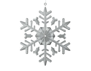 Intricate crystalline ice formation with six points on black