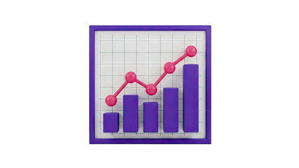 3D Bar and Line Graph Illustration