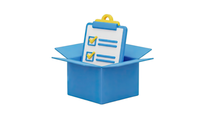 3D Cartoon Checklist in Blue Box
