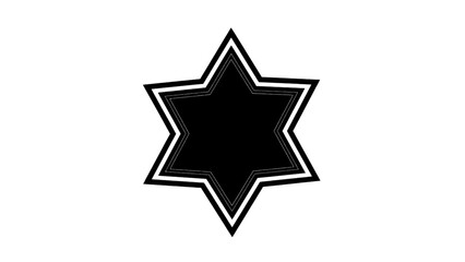 Fototapeta premium Vector illustration of a modern abstract six-pointed star graphic with bold outlines, on transparent background