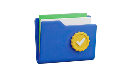 3D Folder with Checkmark Badge