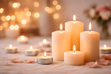 Warm Candlelight Romantic Background with Soft Bokeh