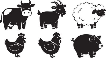 Cute Farm Animal Silhouette Bundle
