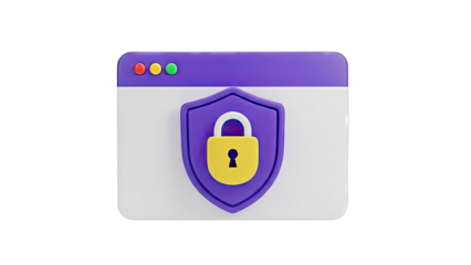 3D Icon: Security Shield with Padlock on Browser Window