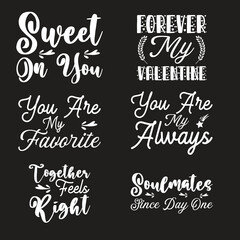 Sweet Romantic Love Quotes  Couple Love Typography T-Shirt Design Bundle