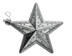 Textured metallic star ornament with hanging loop