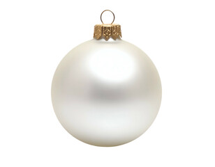 Single, matte white sphere ornament with a gold cap