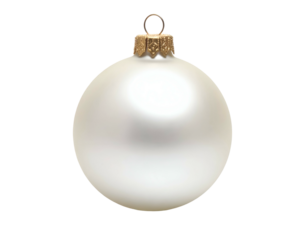 Single, matte white sphere ornament with a gold cap